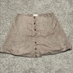 Altar'd State Taupe Button-Front Mini Skirt| Size M